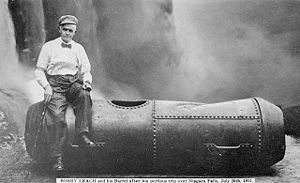 Daredevil Bobby Leach after his trip over Niagara Falls, 1911. To date, 15 people have intentionally gone over the falls in various devices.