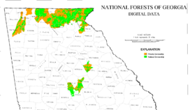 Map showing the lands of the National Forest