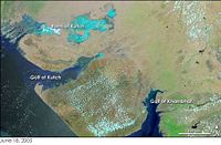 To the northwest of Lothal lies the Kutch (Dholavira) peninsula, a part of the Arabian Sea until recently. Owing to that, and the proximity of the Gulf of Khambhat, Lothal's river provided direct access to sea routes. Although now sealed off from the sea, Lothal's topography and geology reflects its maritime past.