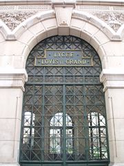 Front entrance of the Lycée Louis-le-Grand, in Paris, one of the most famous lycées providing preparatory classes for grandes écoles.