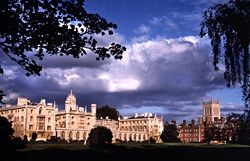St Johns College New Court and Chapel seen from The Backs