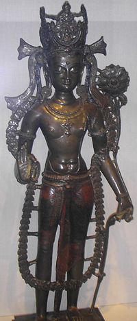 A Tibetan brass alloy statue of the bodhisattva, Guge Kingdom, c. 1050 C.E.