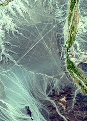 Satellite picture of an area containing lines. (Coordinates: 14°43′S 75°08′W﻿ / ﻿-14.717, -75.133)