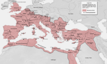 Roman Empire in 116, at its maximum extent.