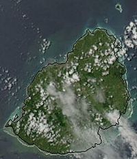 Satellite image of Mauritius, February 2003.