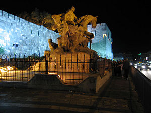 The statue of Saladin in front of Damascus citadel.