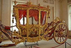 Coronation coach of Catherine the Great is exhibited in the Hermitage Museum, Saint Petersburg