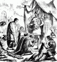 Romulus Augustulus submits to Odoacer