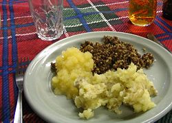 Haggis, with "neeps an tatties"