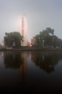 National Carillon, shrouded in a light mist on a cool Autumn morning