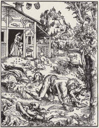 Werewolf, by Lucas Cranach der Ältere, 1512.