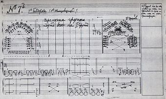 A Page of the Stepanov choreographic notation from the Sergeyev Collection for the Petipa/Minkus La Bayadère, c. 1900