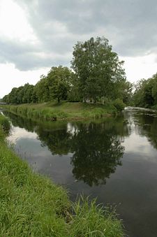 Brigach (right) and Breg (left) forming the Danube at Donaueschingen.
