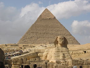 The Sphinx against Khafra’s pyramid