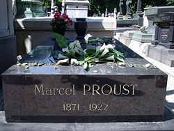 Grave of Marcel Proust in Père Lachaise Cemetery, Paris, France