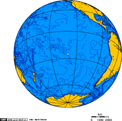 Orthographic projection centered over Pitcairn Island