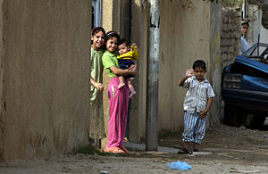 Children in a Samarra neighborhood