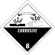 Warning symbol for a corrosive.