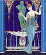 Fashion illustration by George Barbier of a gown by Jeanne Paquin, 1912, from La Gazette du bon ton, the most influential fashion magazine of its era.