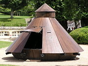 An armored tank designed by Leonardo at the Château d'Amboise