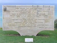 Memorial of Anzac Cove commemorating the loss of thousands of Turkish and Anzac soldiers in Gallipoli. Those heroes that shed their blood and lost their lives… rest in peace. There is no difference between the Johnnies and the Mehmets where they lie side by side here… .—Mustafa Kemal