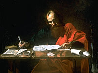 Paul, the "Apostle of the Gentiles," writing a letter