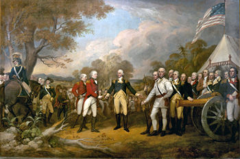 Painting of the surrender that hangs in the United States Capitol Rotunda.