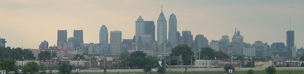 The skyline of Philadelphia, the largest city in Pennsylvania and the sixth-largest metropolitan area in the United States.
