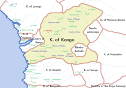 A map of the Kongo Kingdom c. 1700.