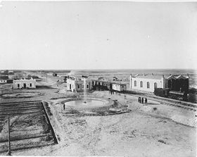 The station of Bahmi on the Transcaspian Railway, c.1890