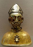 Reliquary for the head of Saint Martin, silver and copper, part gilt, from the church at Soudeilles, late fourteenth century (Louvre)