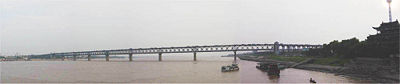 The First Bridge at Wuhan. This view is upstream, toward the distant Three Gorges and Chongqing