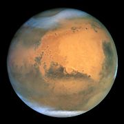 Mars in 2001, with polar ice caps visible
