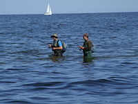 Fishing with booted waders