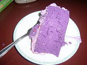 A piece of cake made with ube (water yam).