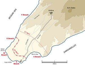Cape Helles landing beaches.