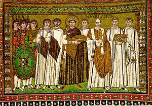 The court of Justinian I, a case of strong cooperation between church and state