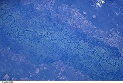 The river and its floodplain near Mongu in Zambia