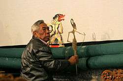 Traditional puppets being shown at the Indonesian embassy in Australia