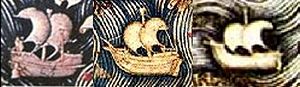 Chinese junk and Atlantic and Mediterranean ships. Depicted in Fra Mauro map