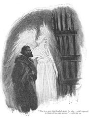 An angel rescues Peter from prison.