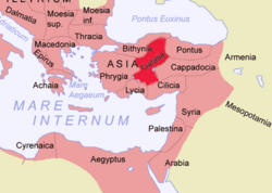 Galatia was a Roman province in today's Turkey. On this map, the Mare Internum is the Mediterranean Sea.