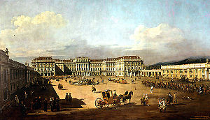 Schönbrunn from the front side, by Canaletto, 1758