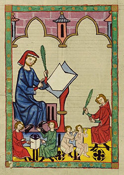Codex Manesse, fol. 292v, "The Schoolmaster of Eßlingen" (Der Schulmeister von Eßlingen)