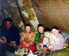 A Nenets family in their tent