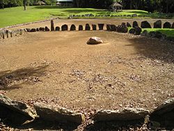 Caguana Ceremonial ball court (batey), outlined with monoliths.