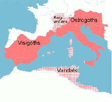 Maximum extent of territories ruled by Theodoric, in 523.