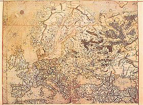 Sixteenth century map of Europe by Gerardus Mercator