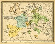 A map depicting Western Europe's borders after the Treaties of Utrecht and Rastatt.