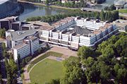 Aerial shot of the Palais de l'Europe in Strasbourg